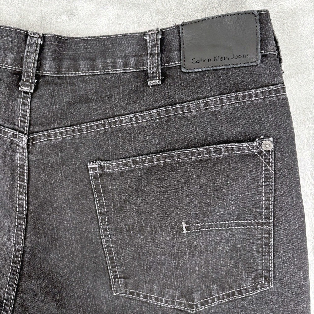 Calvin Klein Jeans Men Black Denim Straight Leg Jeans Size 40x32 (Fits 37x31.5)